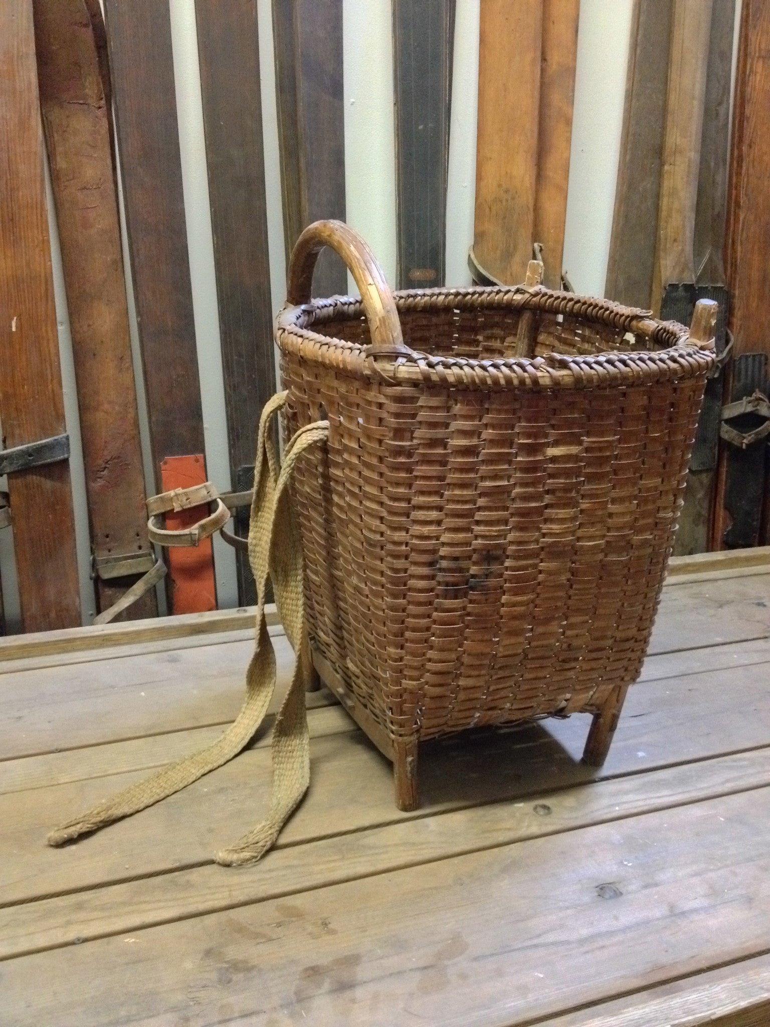 Antique French Woven Wicker Picking Basket - VintageWinter