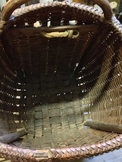 Antique French Woven Wicker Picking Basket