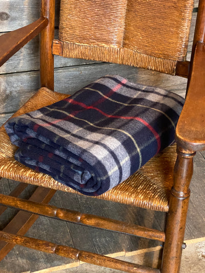 Dark Blue Plaid Wool Blanket