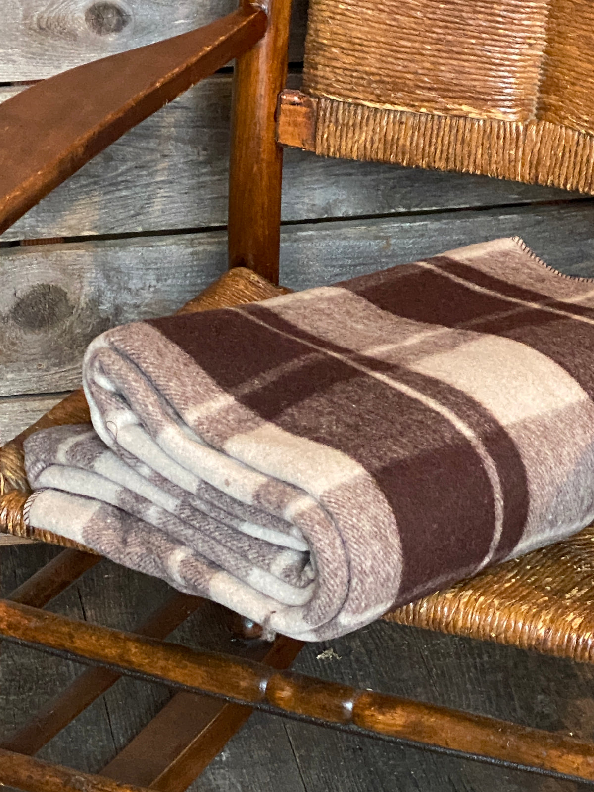 Brown Plaid Wool Blanket