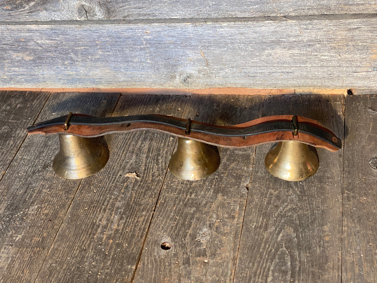 Sleigh Bells on Leather Strap - 20"