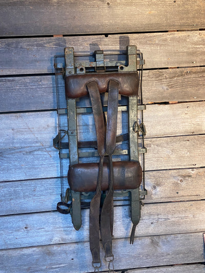 Vintage Frame Backpack with Leather Pads and Straps