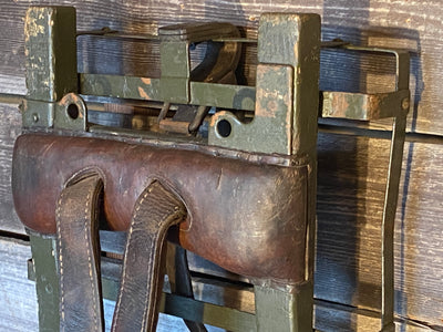 Vintage Frame Backpack with Leather Pads and Straps