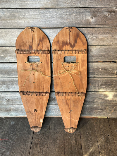 Vintage Wooden Trapper Miner Snowshoes