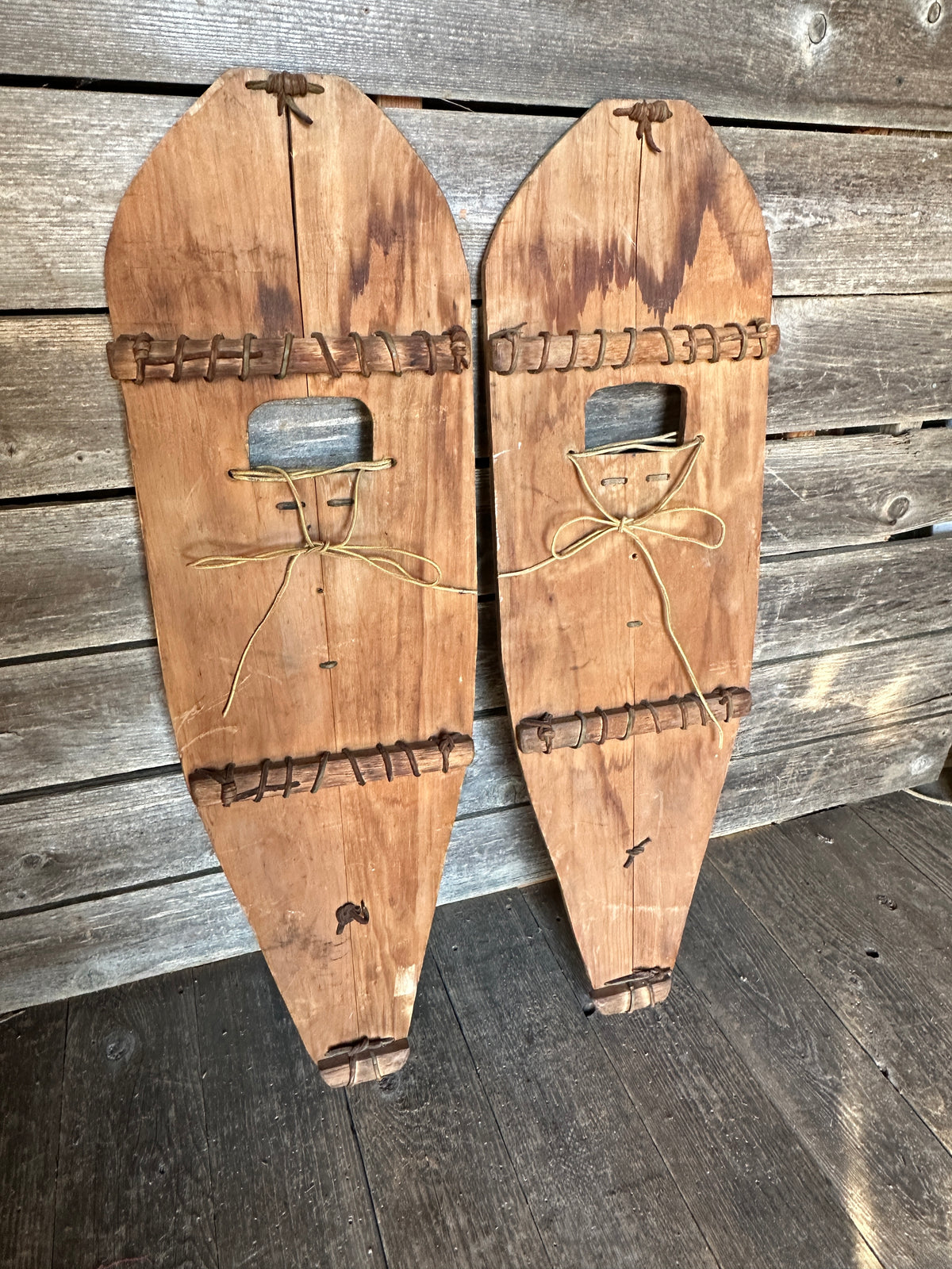 Vintage Wooden Trapper Miner Snowshoes