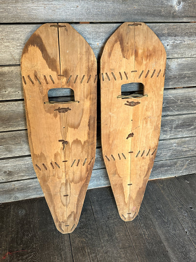 Vintage Wooden Trapper Miner Snowshoes