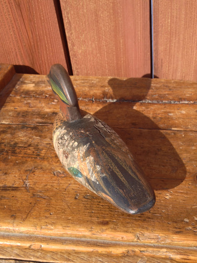 Attractive Hand Carved and Painted Duck with green feathers