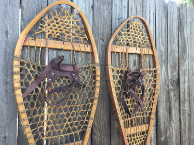 Classic Wood Snowshoes with Leather Bindings