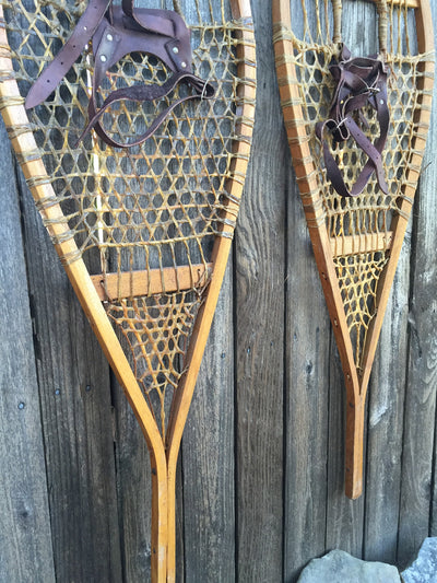 Classic Wood Snowshoes with Leather Bindings