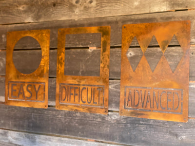 Metal Ski Decor - Wall Art - Easy Difficult Advanced