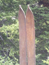 Vintage Wooden Skis with Ski Poles