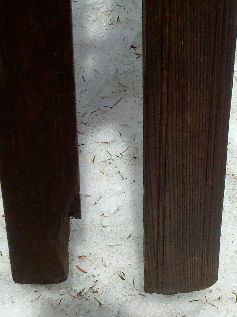 Vintage Wooden Skis with Ski Poles