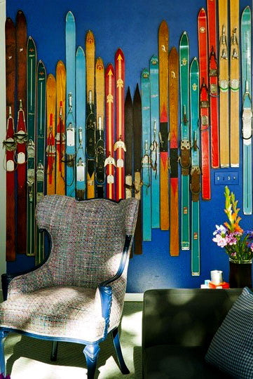 Vintage Wooden Ski Wall