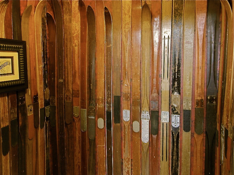 Vintage Wooden Ski Wall
