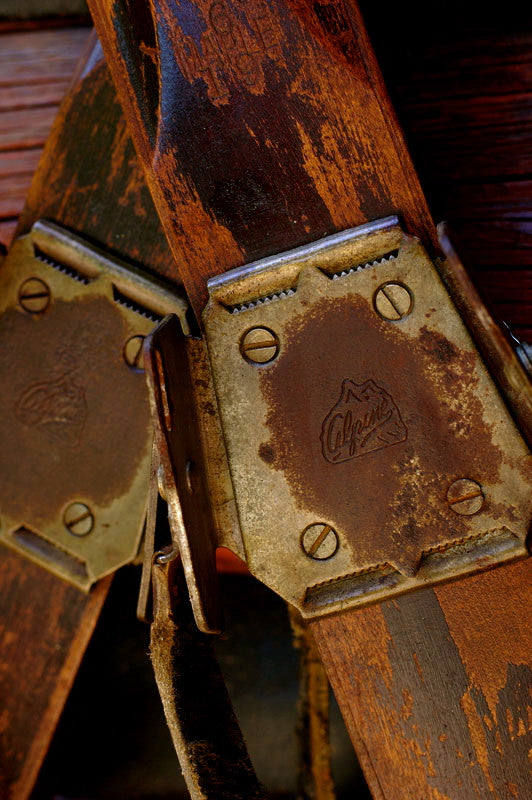 アンティーク木製スキー 1930's PRIMITIVE Wooden Nipplepoint Skis Antique Wood Snow