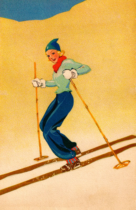 Vintage Swiss Ski Girl Poster