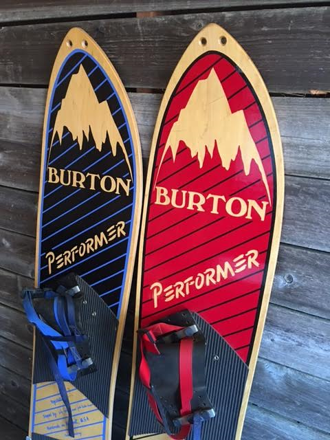 Vintage Burton Performer Snowboards, Set of 2- Blue and Red Vintage Burton Performer Snowboards, Set of 2- Blue and Red