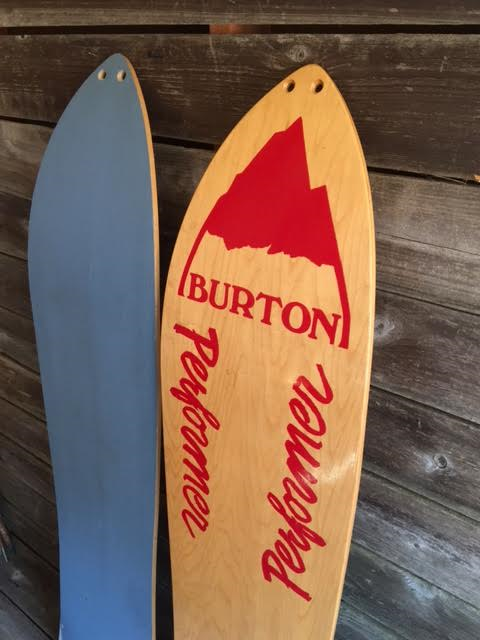 Vintage Burton Performer Snowboards, Set of 2- Blue and Red Vintage Burton Performer Snowboards, Set of 2- Blue and Red