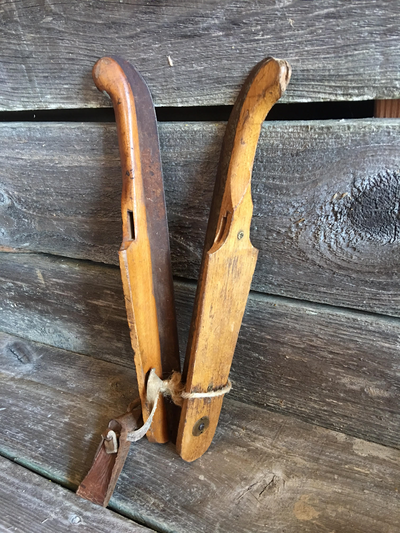 Classic Vintage Wooden Ice Skates Made in Netherlands