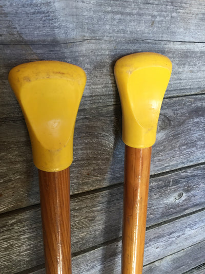 Vintage Wood Boat Oars - Yellow Handle