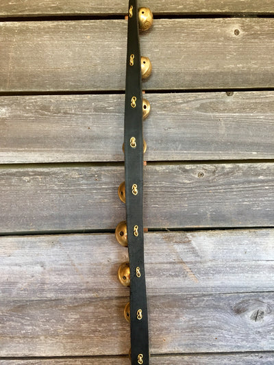 Sleigh Bells - Newly Made 81 inch black leather strap of 23 Bells