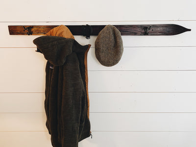 Ski Coat Hooks - Vintage Wall Hanging Ski Coat Rack