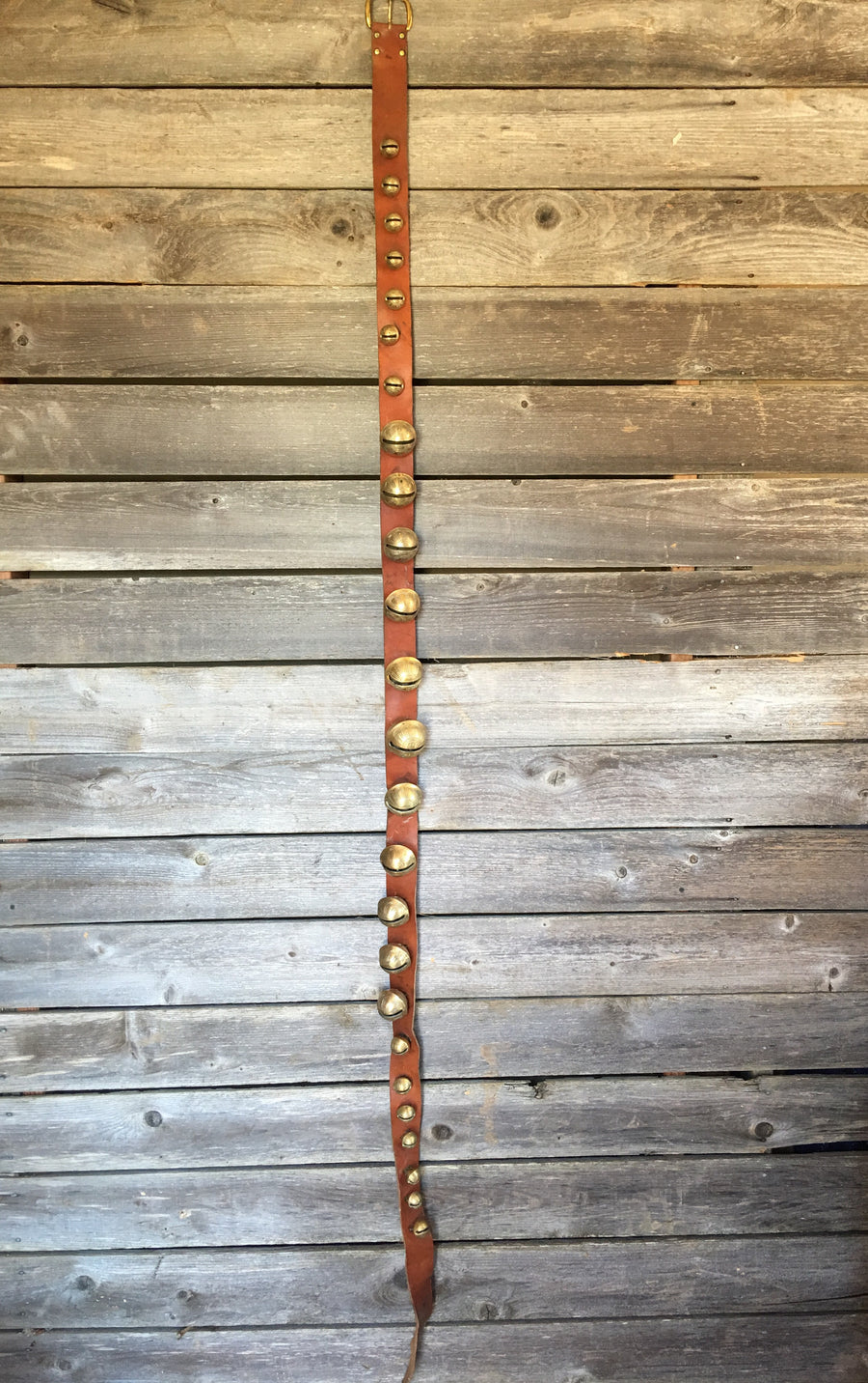 Sleigh Bells - Strap of 25 Bells attached to 84 in Vintage Leather Strap