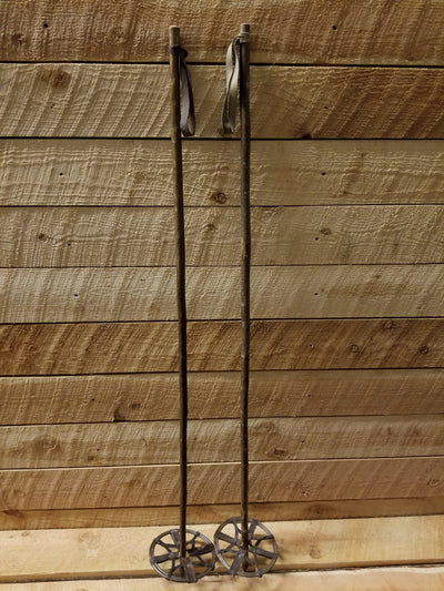 Vintage Hickory Ski Poles - baskets replaced