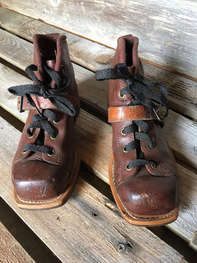 Children's Size Vintage Leather Ski Boots