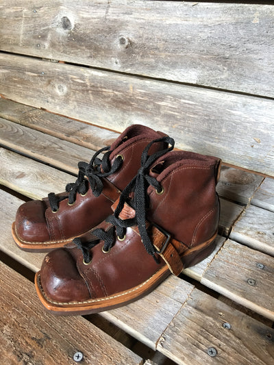 Children's Size Vintage Leather Ski Boots