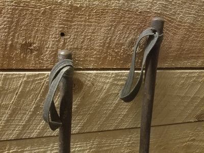 Vintage Downhill Ski Poles - Wooden, Leather