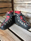 Black/Red Vintage Leather Children's Ski Boots made in Japan