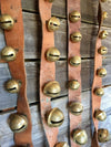 Sleigh Bells - 9 sets of brass bell strands on vintage brown leather in varying sizes