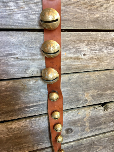 Sleigh Bells - Strap of 25 Bells attached to 84 in Vintage Leather Strap