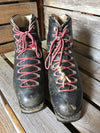 Vintage Black Leather Ski Boots with Red Laces