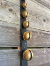 Sleigh Bells - Newly Made 64 inch black leather strap of 15 Bells