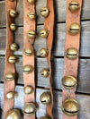 Sleigh Bells - 9 sets of brass bell strands on vintage brown leather in varying sizes