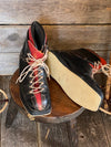 Vintage Black/Red Leather Ski Boots