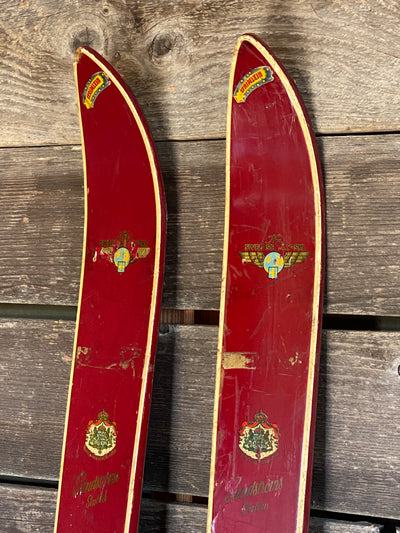 Vintage Swedish Downhill Skis - Red Strimlein
