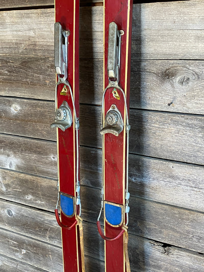 Vintage Swedish Downhill Skis - Red Strimlein