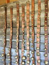 Sleigh Bells - 9 sets of brass bell strands on vintage brown leather in varying sizes