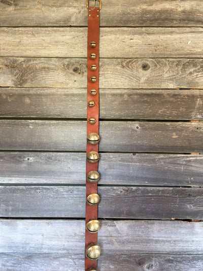 Sleigh Bells - Strap of 25 Bells attached to 84 in Vintage Leather Strap