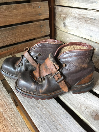 Square toe, 3-tone Vintage Leather Ski Boots