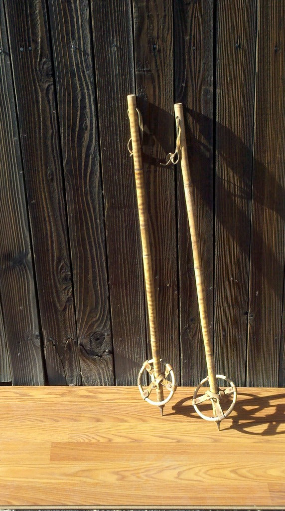 Vintage Tiger Striped Bamboo - Childrens Ski Poles