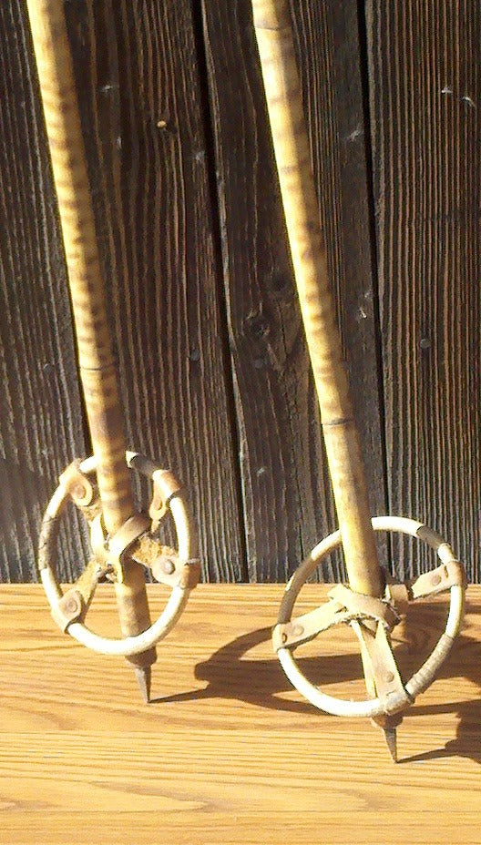 Vintage Tiger Striped Bamboo - Childrens Ski Poles
