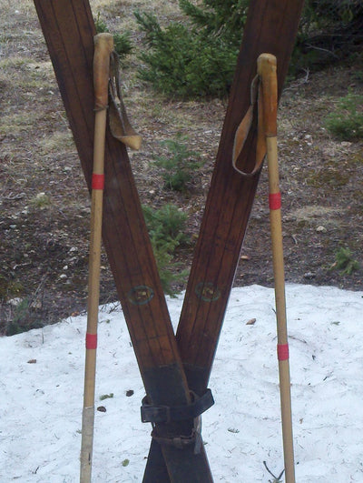 Wooden Northland Skis with Bamboo Ski Poles
