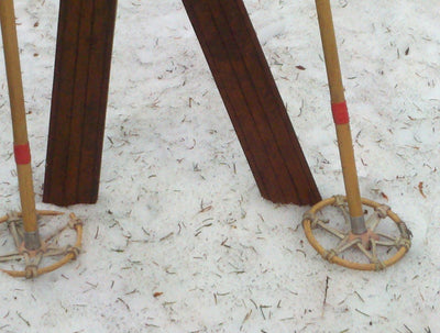 Wooden Northland Skis with Bamboo Ski Poles