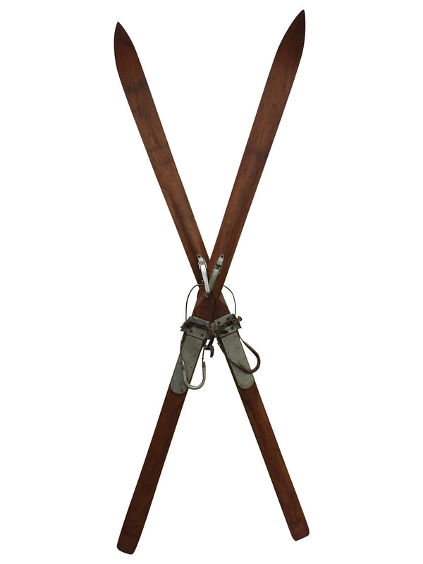 アンティーク木製スキーストック 昭和レトロな子供用木製スキー板とストック | 旧式生活雑貨店