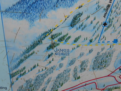 Vintage Grand Targhee base area trail map sign
