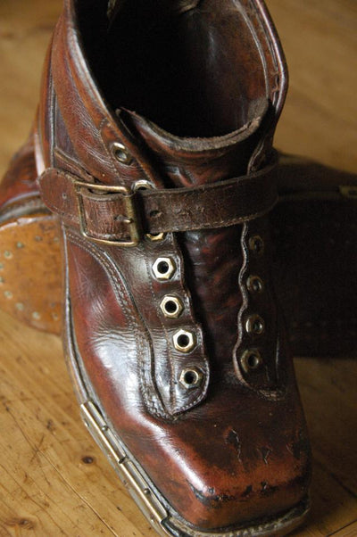 Vintage Leather Ski Boots